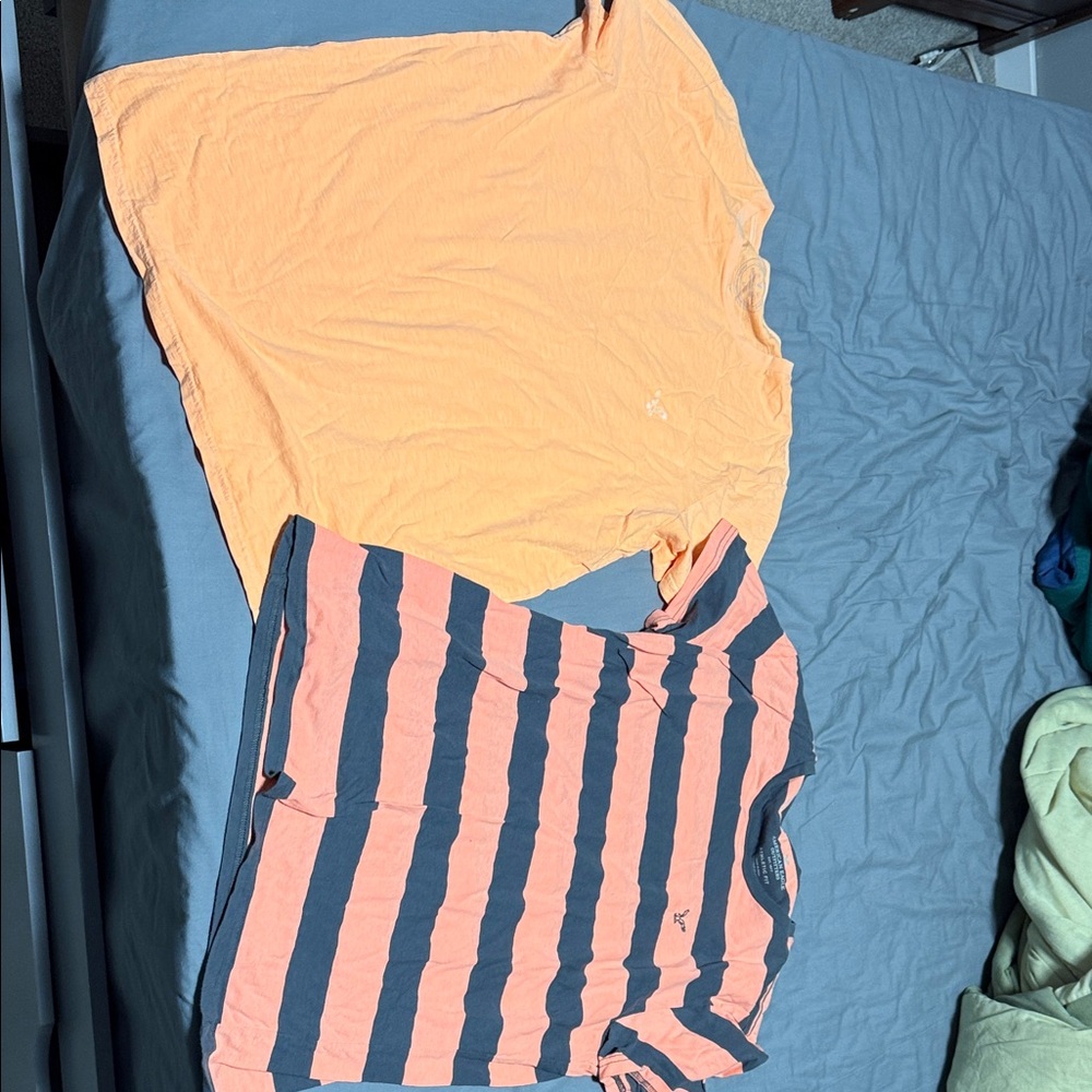 Lot 2 - American Eagle Outfitters Orange and Gray Striped Tees